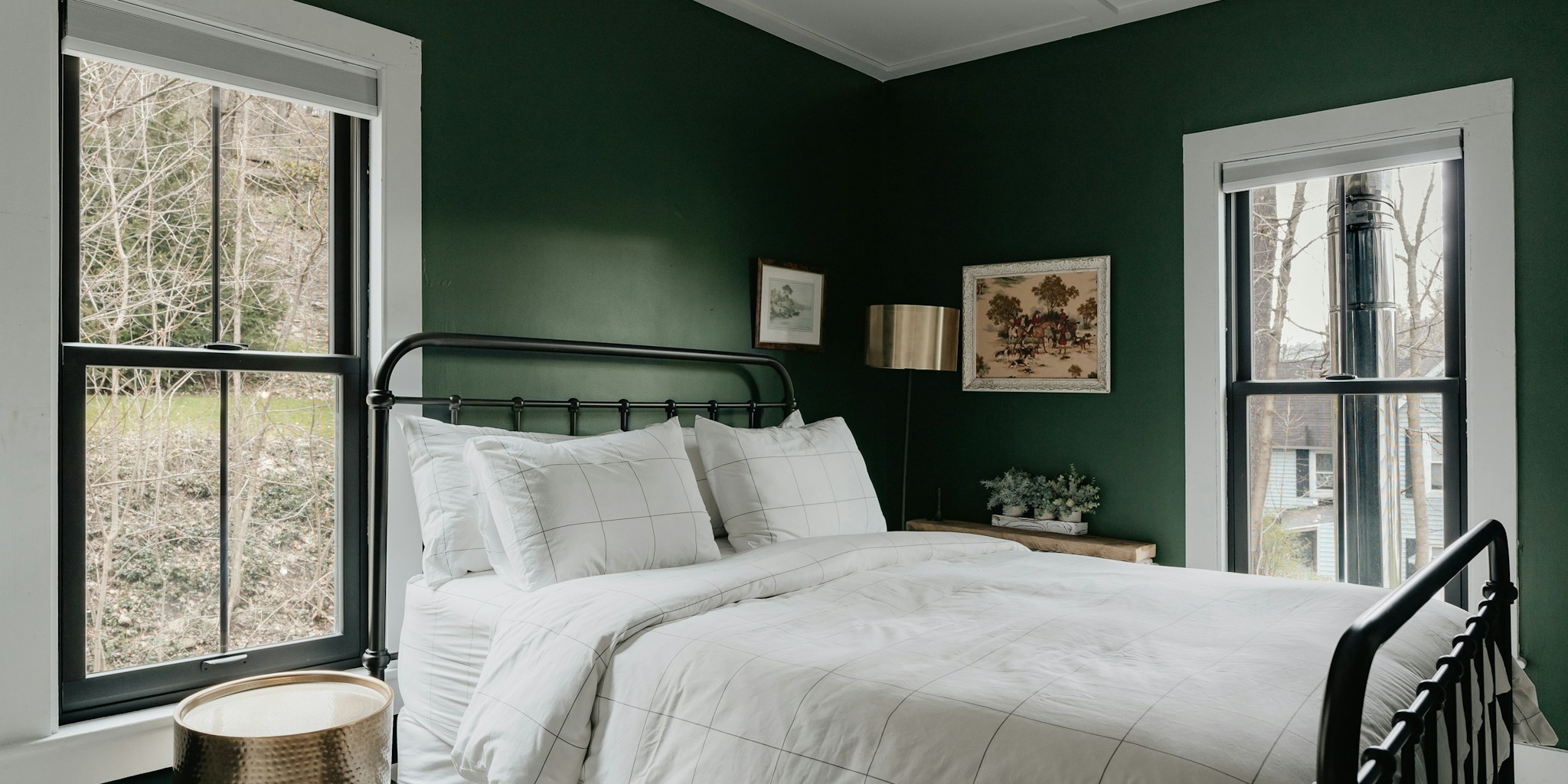 Dark Green Paint Color Transforms Bland Bedroom Into Cozy Forest Retreat