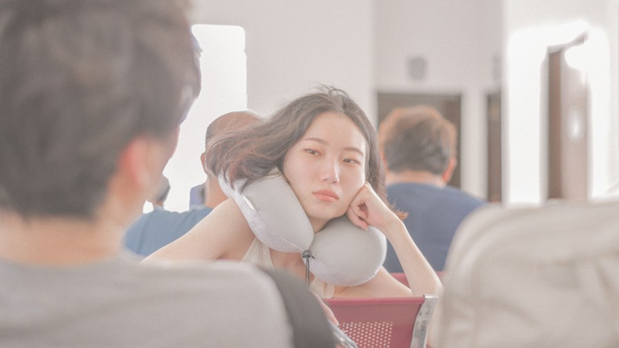 close-up person head pillow comfortable