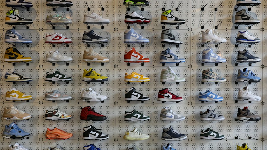 colorful shoe collection display cabinet