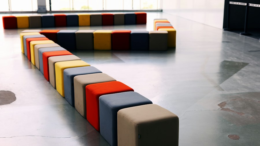colorful stackable floor cushions interior