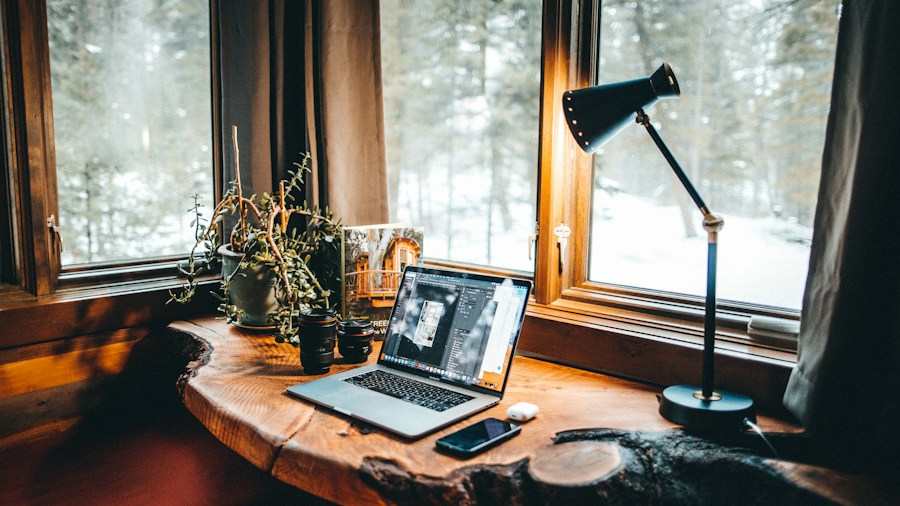 cozy autumn office workspace