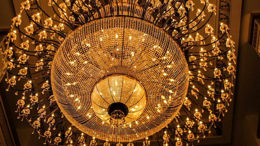 crystal chandelier installation detail