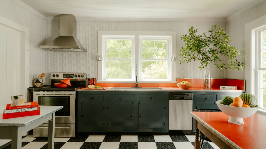 Budget Kitchen Paint Color Refresh Delivers $900 Makeover Without Renovation 2 dark painted kitchen floor