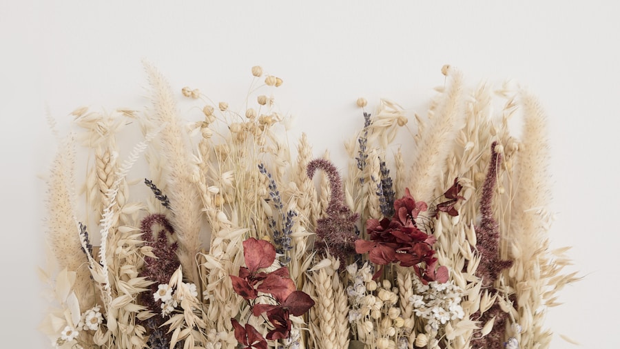 dried flowers botanical arrangement fall