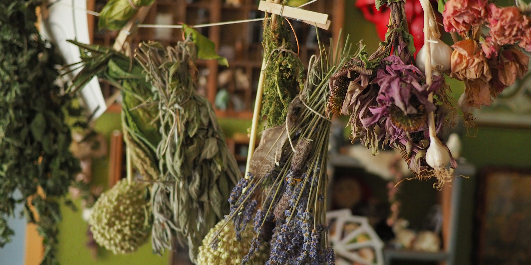 Hang Dried Herbs on Your Curtain Rod for Fall