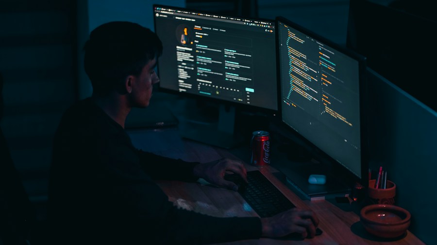 engineer coding on high performance computer