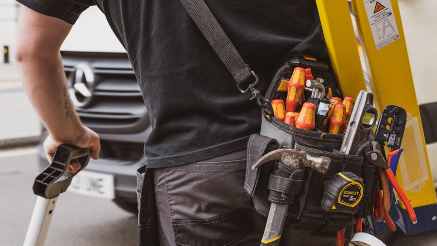 HVAC technician with diagnostic tools