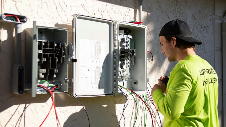 installer technician working with equipment