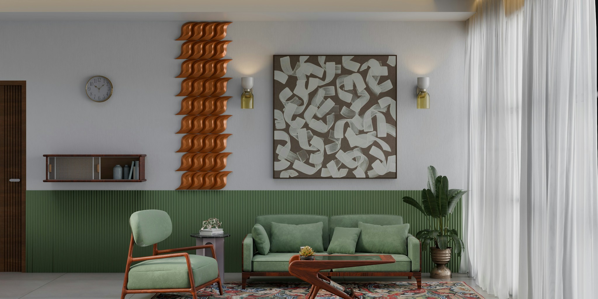 Bold Colors and Wallpaper Transform Plain Living Room