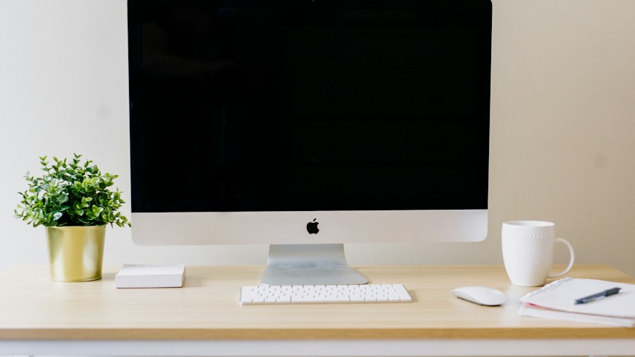 minimal desk clean workspace