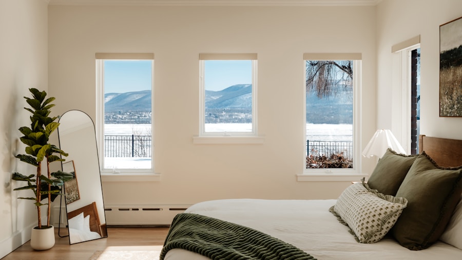 minimalist room roller shade white walls