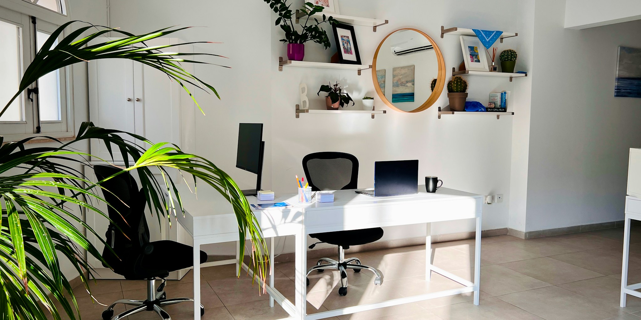 IKEA Billy Bookcases Create Custom Office on a Rental Budget