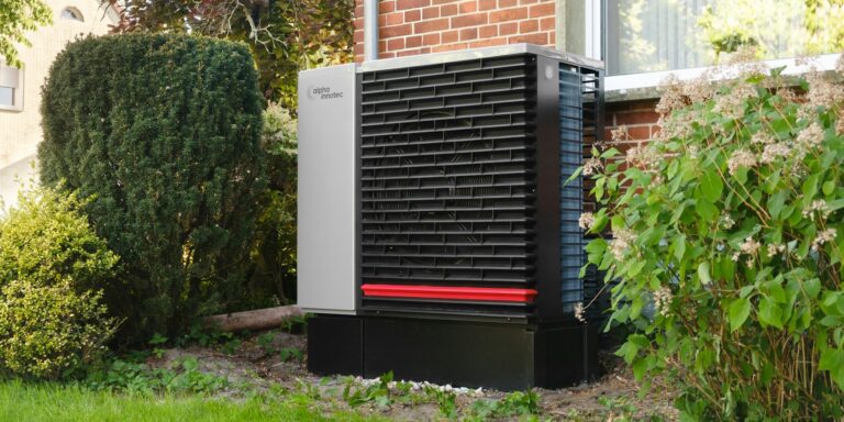 modern residential heat pump installation outdoor