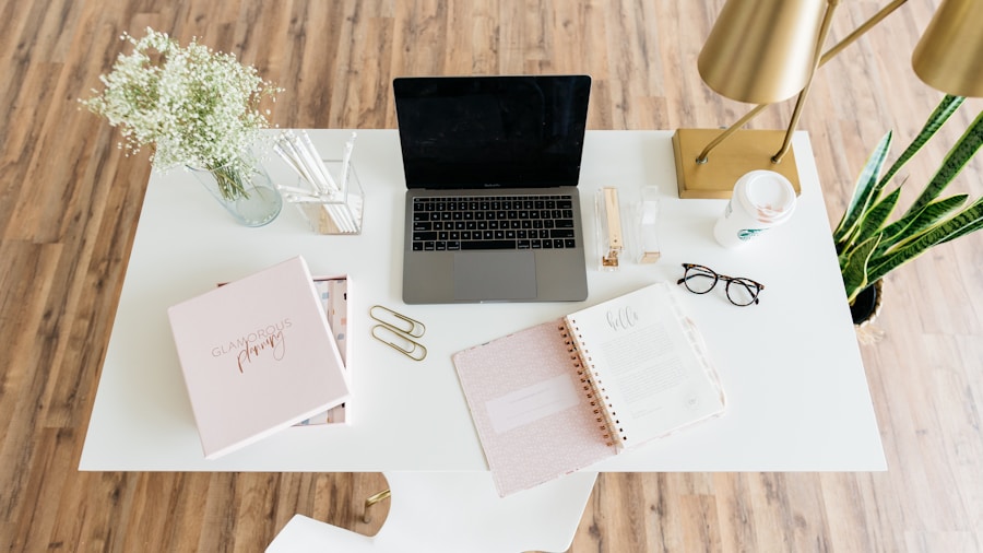 organized office workspace setup