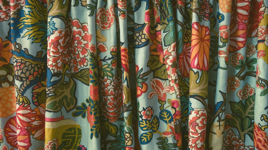 patterned fabric cafe curtains
