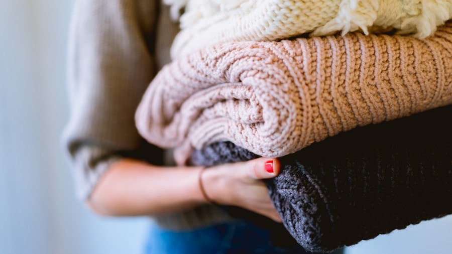 person shopping for winter blankets