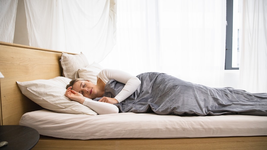 person waking tired bedroom