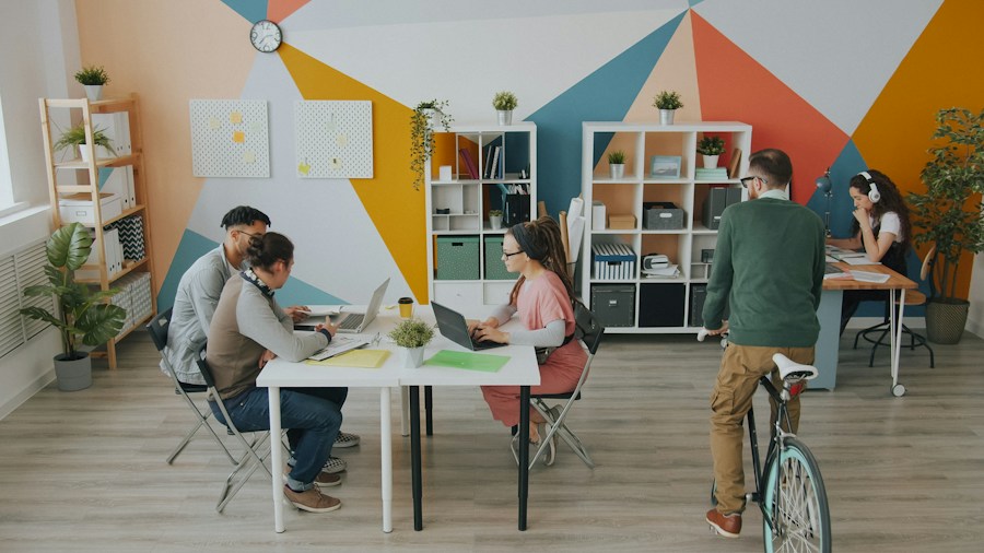 person working at styled workspace