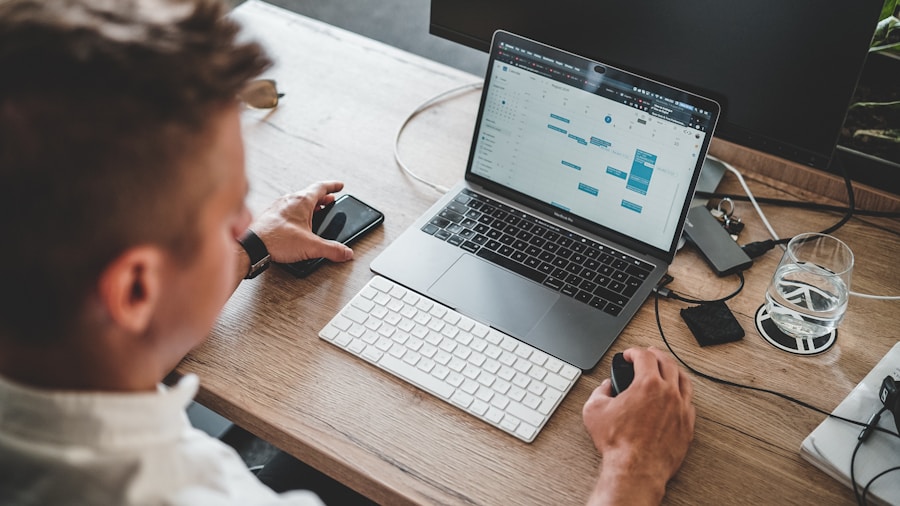 professional using computer at desk
