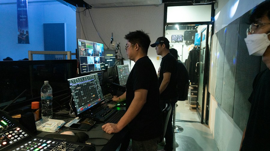 professional working multiple screens