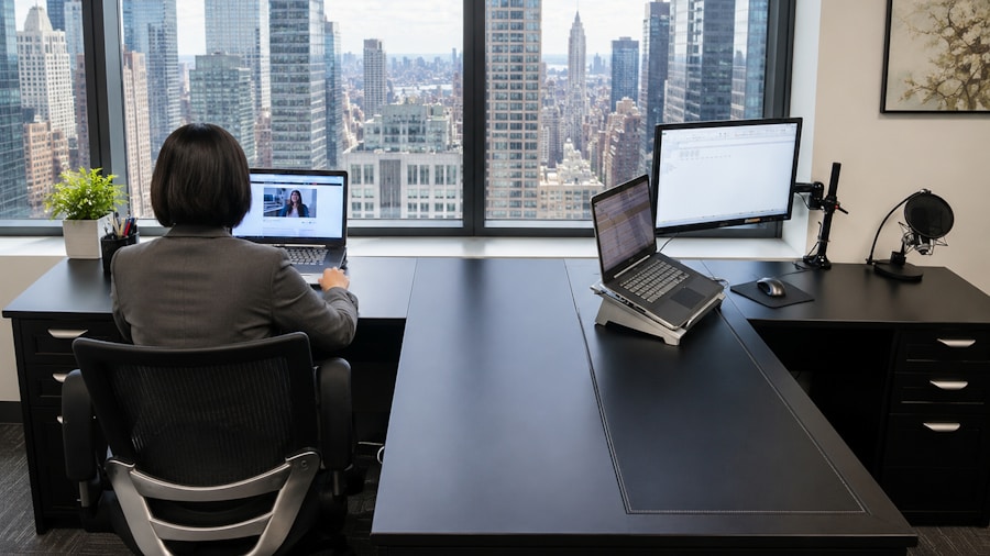 professional workspace multiple monitors