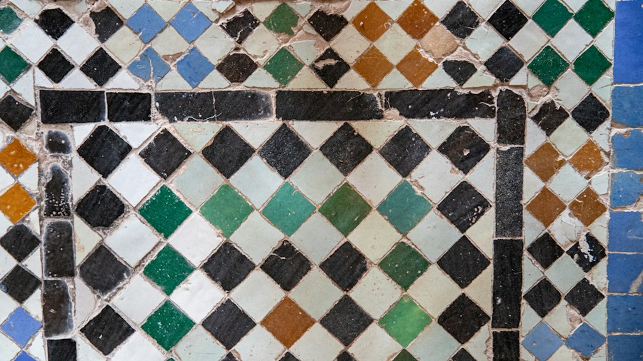 regrouting old bathroom tile closeup