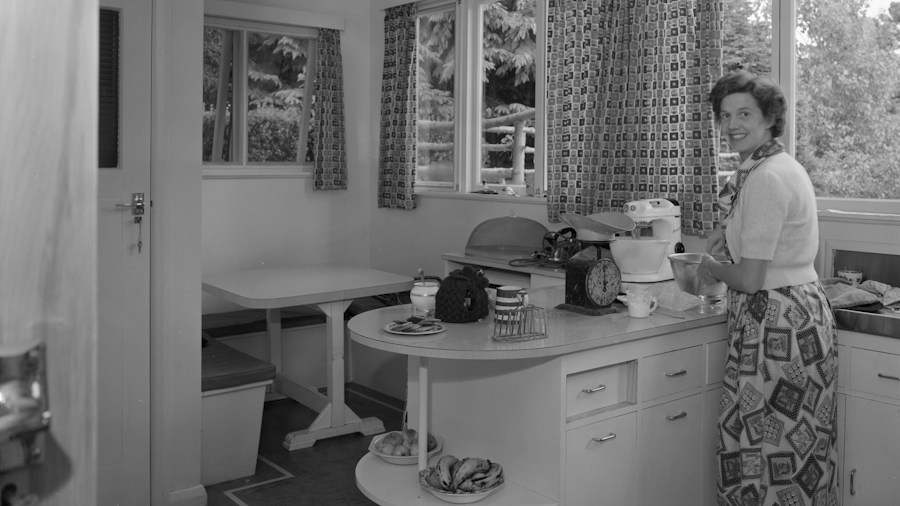 A Landlord Special NYC Rental Gets Bold Wallpaper and Vintage Transformation: What Buyers Should Know 2 retro kitchen red appliances