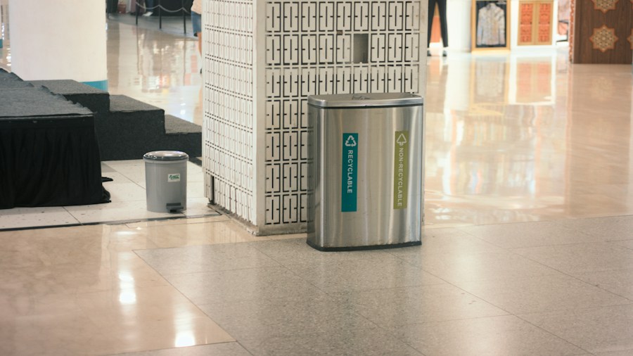 Designer Trash Bin Solves the Living Room Clutter Problem Shoppers Have Long Ignored 1 slim metal trash bin modern interior