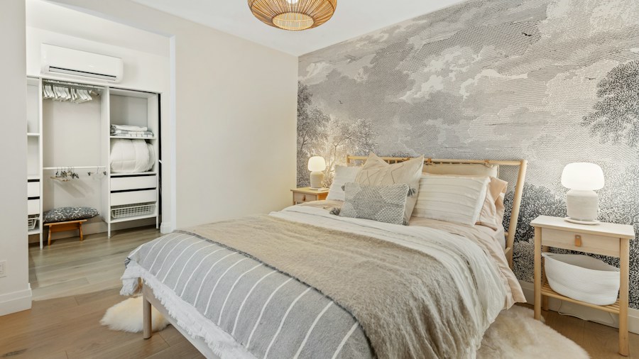 small bedroom wallpaper headboard design