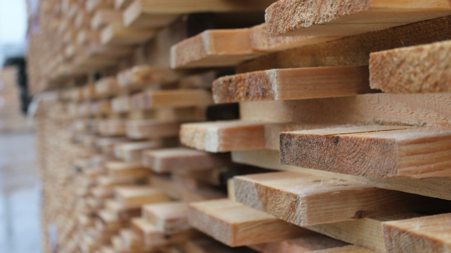 stacked wood boards close up