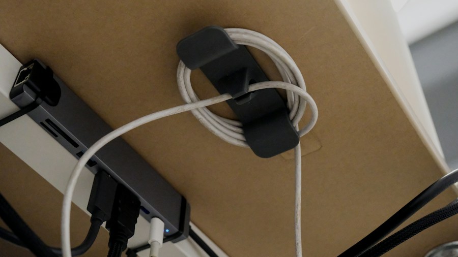 standing desk cable management organized